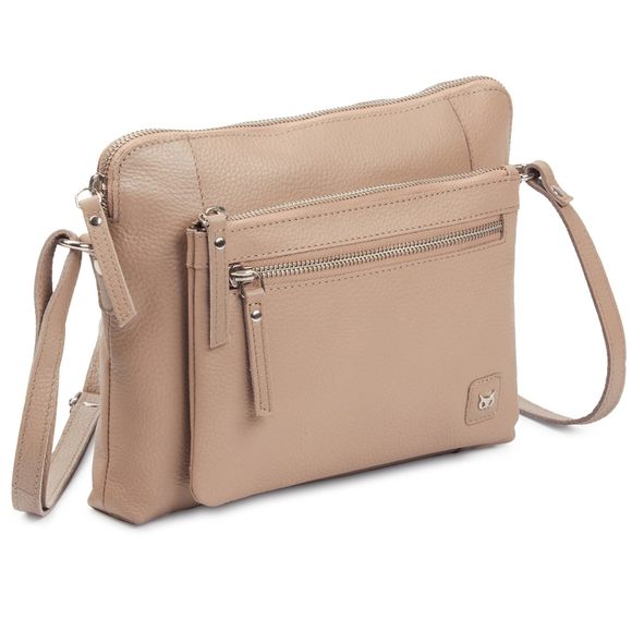 Small Soft Pebbled Real Leather Crossbody Handbags Purses Triple Ziremium UwU - Picture 1 of 6